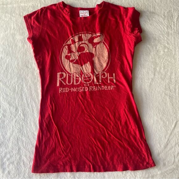Vintage Rudolph The Red Nosed Reindeer T Shirt Size Small Red Graphic - Picture 1 of 7